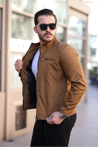 Mero Life Erkek Taba Su Ve Rüzgar Geçirmez Slim Fit Astarlı Mevsimlik Mont Taba