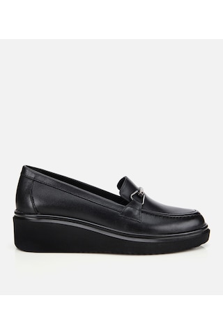 Hotiç Kadın Deri Siyah Tokalı Dolgu Topuklu Klasik Loafer 01ayh314460a100 01ayh314460a100 Siyah
