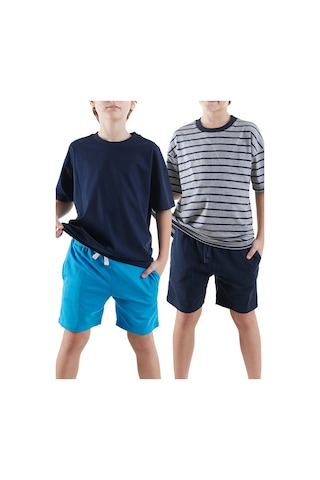 Denokids Erkek Çocuk Basic 2'li Şort Takım Renkli Çok Renkli