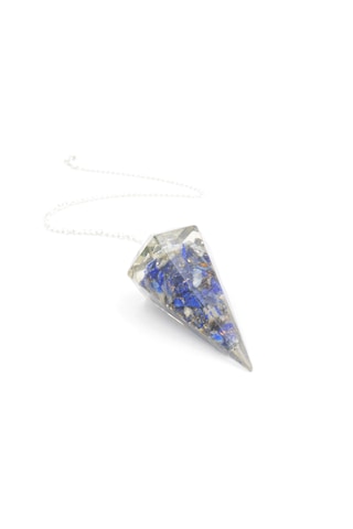 Hakiki Doğal Lapis Lazuli Taşı Orgonit Pandül 1.Kalite Gümüş