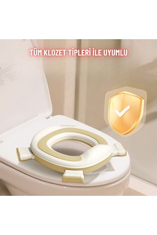 Taşınabilir Lazımlık Çocuk Katlanır Klozet Adaptörü Seyahat Kamp Çocuk Araba Portatif Lazımlık Kahverengi