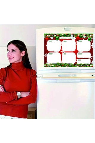 Yeni Yıl Temalı Magnet Planlayıcı 1 Adet 34,5x49,5 Cm Ve 2 Kalem Hediyeli Aylık Çok Renkli