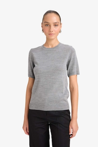 Defacto Regular Fit Bisiklet Yaka Kısa Kollu Triko Kazak E6810ax25augr456 Gri