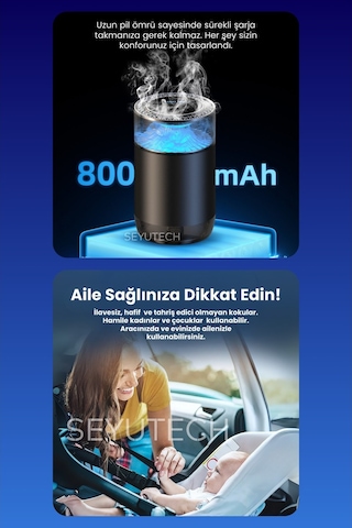Harvox Rgb Renkli Araç Kokusu Şarjlı 4 Farklı Mod 800mah Batarya Ortam Ve Oda Hava Nemlendirici Aromaterapi