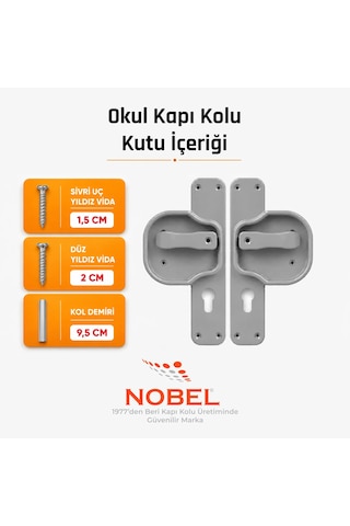 Okul Kapı Kolu Kreş, Anaokulu Ve Sınıf Kapıları İçin Çocuk Korumalı Emniyetli Dayanıklı Plastik Kapı Kolu - Gri