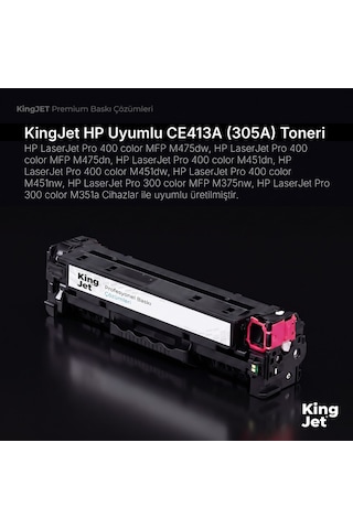 Kingjet Hp Uyumlu Ce413a 305a Kırmızı Standart Kapasiteli Tekli Çipli Uyumlu Toner Laserjet Pro 400 Color Mfp M475dn