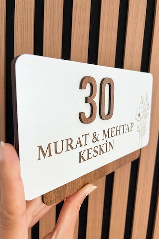 Kişiye Özel Kapı Numarası Ve İsimlik Şık Daire Kapı Tabelası 26 Cm 15 Cm