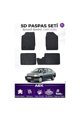 Renault Symbol 1999-2007 Araca Özel Havuzlu "karbon" Paspas Takım
