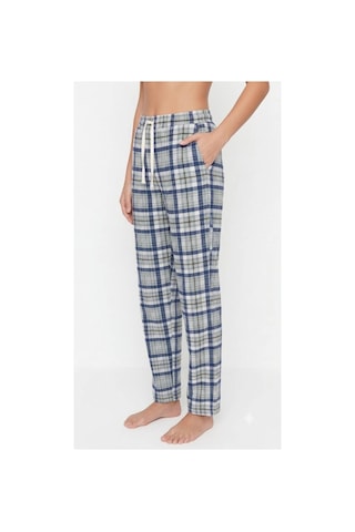 Yasar Underwear Kadın Pijama Altı %100 Pamuklu Ekose Desenli Cepli Ve Bağcıklı Gri,lacivert Gri,lacivert