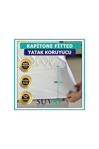 Suvay Kapitone Fitted Yatak Koruyucu Alez Pamuklu Yatak Alezi