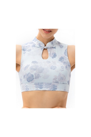 Skycity Kadınlar İçin Yoga Sporcu Sütyeni, Dik Yaka, Düğmeli, Baskılı, Kolsuz, Rahat, Koşu Ve Günlük Kullanım Açık Mor