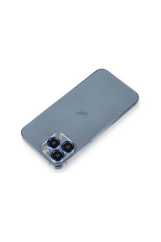 Mey İthalat Apple Uyumlu iPhone 11 Pro Max Metal Kamera Lens Koruma Cam - Mavi