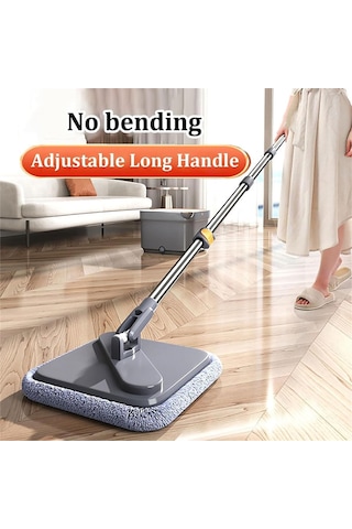 Sones Kare Döndürmeli Paspas Ve Kova 2 Paspas Pedi Ayrı Temiz Ve Kirli Su Seti Gri