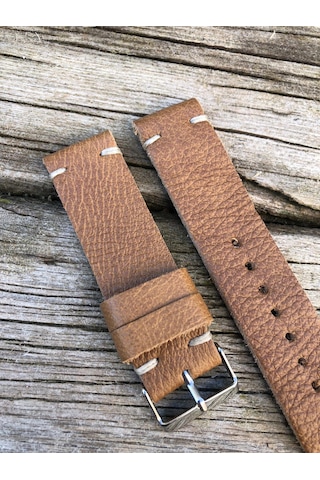 24 Mm Deri Taba Renk El Yapımı Saat Kordonu