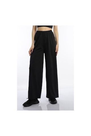 Quhox Kadın Allegro Kumaş Oversize Pantolon Siyah