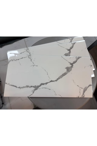 6 Adet Kendinden Yapışkanlı Dekoratif Esnek Köpük Beyaz Pvc Mermer Panel 60x30 0,18 M² Mutfak Banyo Wc Gri