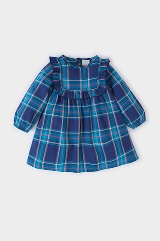 DeFacto Kız Bebek Kareli Uzun Kollu Flanel Elbise D7427A524WNNV256 Lacivert