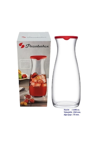 Paşabahçe Amphora Kırmızı Silikon Kapaklı Sürahi 1 L