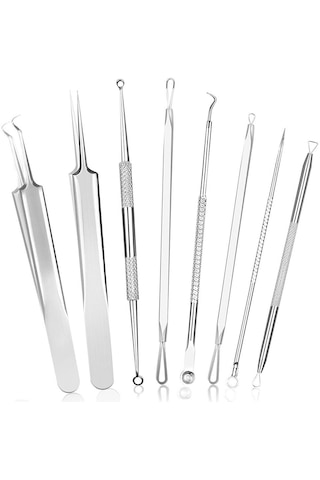 8 Adet/takım Paslanmaz Çelik Sivilce İğne Yüz Cilt Bakımı Siyah Nokta Sivilce Sökücü Komedon Akne Çıkarıcı Leke Tedavileri