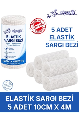 5 Adet Elastik Sargı Bezi 10cm X 4m Gerildiğinde Tek Tek Paketli, Vücuda Uyumlu Esnek Medikal Gazlı Bez