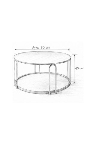 4 Lü Füme Ayna Gümüş Metal Ayaklı Ayna Lenka Model Sehpa Takımı Zigon Ve Orta Gümüş
