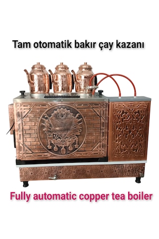 3 Gözlü Bakır Çay Kazanı Osmanlı Model Tüplü Çay Ocağı Otomatik