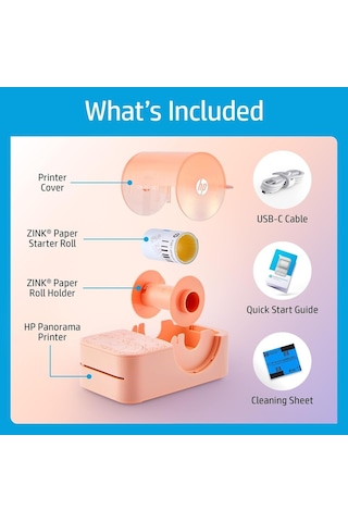 Hp Sprocket Panorama Taşınabilir Fotoğraf Yazıcısı, Kendinden Yapışkanlı Etiket Ve Fotoğraf Baskıları Lazer Yazıcılar Pembe