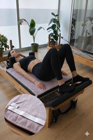 Kaymaz Silikon Tabanlı, Reformer Pilates Havlusu, Ter Emici Bambu Pilates Mat Havlu-lila Lıla