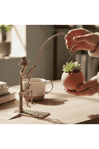 Dekoratif Metal Figür Sukulent Saksı Askılığı SPH002