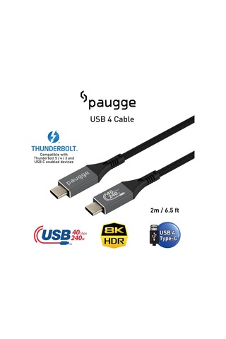 Usb 4 Kablo - 40gbps, Usb C Görüntü, Ses, Data Ve Şarj Kablosu - 8k 60hz, 4k 144hz /120hz / 60hz, Hdr 2 Metre Diğer