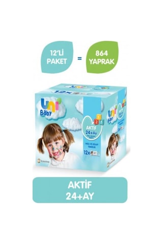 Uni Baby Aktif Islak Mendil 12 X 72'Li