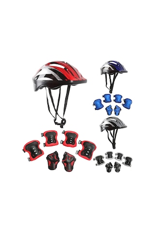 7 Adet Kask Diz Dirsek Koruyucu Dişli Seti Ayarlanabilir Çocuk Kırmızı