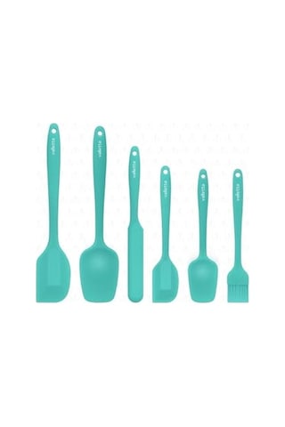 Dayanıklı Yanmaz Yapışmaz Silikon Spatula Seti 6 Parça Turkuaz Genel