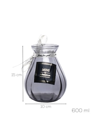 Porsima Dhz90223-1 Dekoratif Cam Vazo Antrasit 15cm-600ml
