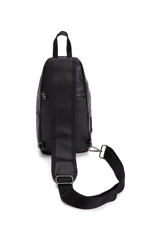 Newısh Polo Accessorıes Unisex Siyah Su Geçirmez Yıkama Deri Usb Ve Kulaklık Girişli Çapraz Omuz Ve Göğüs Yürüyüş Çantası Siyah