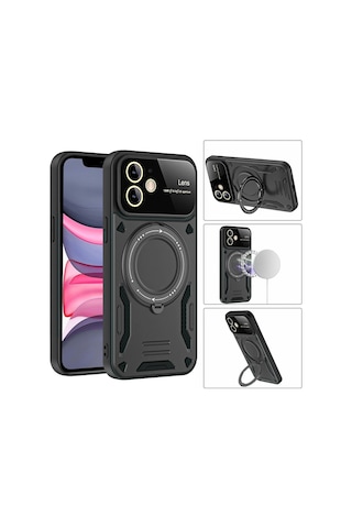 Apple İphone 11 Kılıf Joy Lens Standlı Kapak - Mor