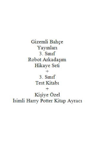 3. Sınıf Hikaye Kitabı Seti Gizemli Bahçe Yayınları Robot Arkadaşım + 3. Sınıf Test Kitabı + Kişiye Özel İsimli Harry Potter Kitap Ayracı