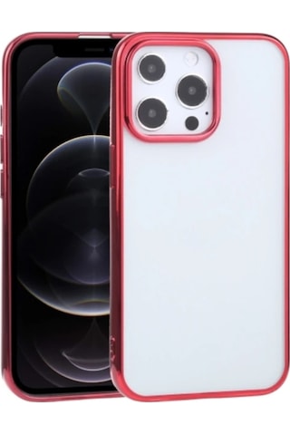 Hepsi iPhone Uyumlu 13 Pro Max 6.7inç Lazer Kaplama Renkli Kenar Şeffaf Kılıf- 5775 Najmaddin Rose Gold