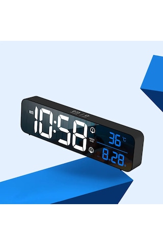 Monozone Hd Led Ekranlı Aynalı Elektronik Saat Dekoratif Aksesuar