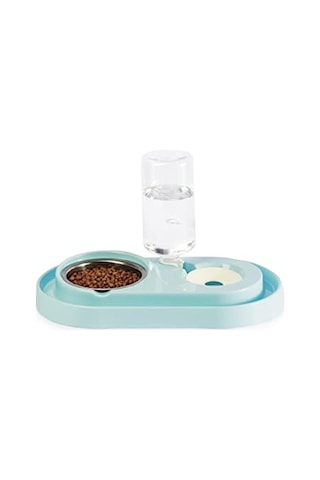 Miapet Hazneli Kedi-köpek Mama Ve Su Kabı Seti 1000ml Turkuaz