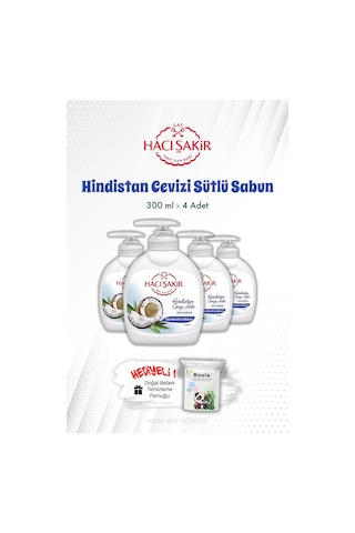 Hacı Şakir Hindistan Cevizi Sütlü Sıvı El Sabunu 300 Ml X 4 Ve Rosıe