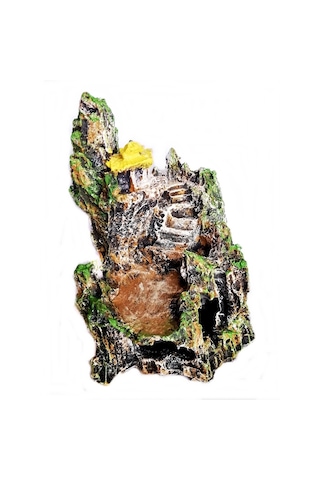 Şatolu Kaya Akvaryum Dekoru 22 Cm - Renk Sarı