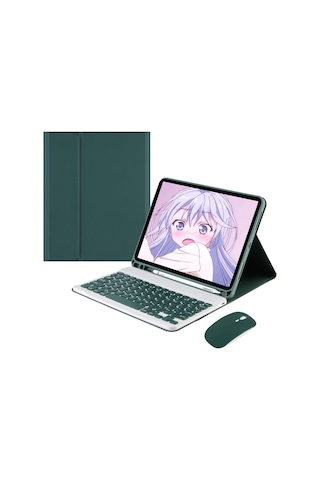 Teltree İpad Uyumlu Pro 11" 2021 Ve Mini 1-5 İçin Siyah Yeşil Kablosuz Bluetooth Klavye+fare+koruyucu Kılıf - Dayanıklı, Kompakt, Çift Modlu