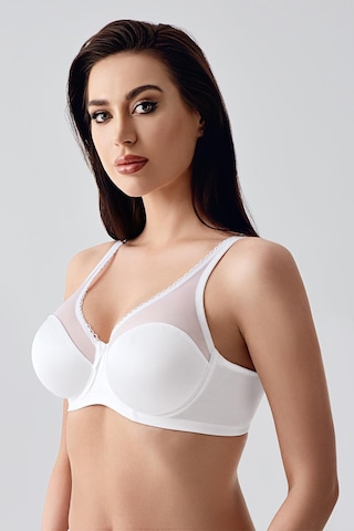 New Bra Kadın C Kap Balenli Tül Detaylı Toparlayıcı Sütyen Beyaz 2304 Beyaz