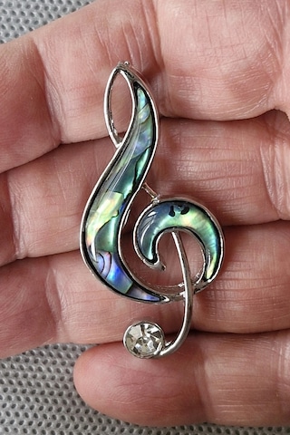 Abalon Shell Sol Anahtarı Sedef Broş Br10-1 Çok Renkli