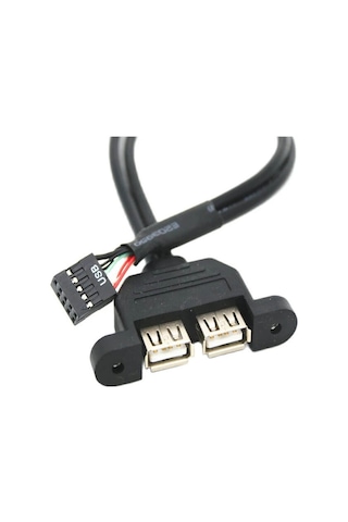 9 pin to 2x USB A Dişi Dikey Panel Tipi Kablo - 30cm