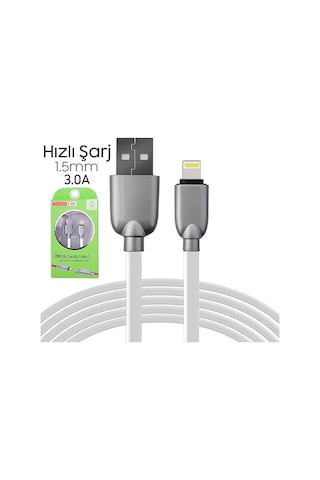 Ally Apple iPhone Uyumlu,5S,6S,7,8,8 Plus Zinc Alloy Dayanıklı 3.0A 1.5Mm Usb (213767879)
