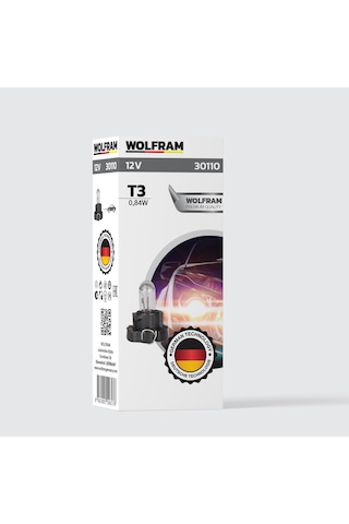 Wolfram 12 Volt 0.84 Watt Siyah Duylu Gösterge Ve Panel Ampulü T3 Duy Tipi - 10 Adet