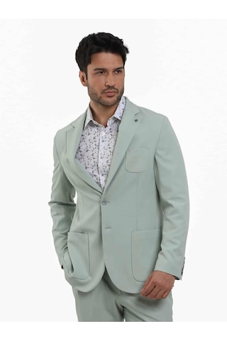 Dufy Yeşil Erkek Slim Fit Düz Mono Yaka Casual Ceket - 104431-yesıl Yeşil