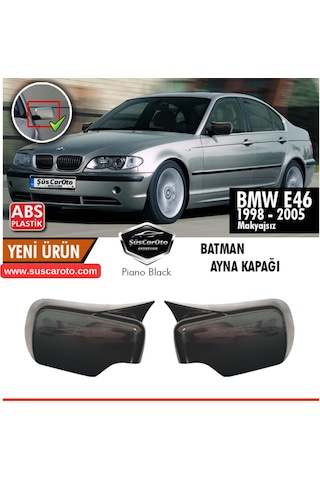 Bmw E46 3 Serisi 1998-2005 Makyajsız Kasa İle Uyumlu Batman Yarasa Ayna Kapağı Piano Black Abs Plastik 00 Şüscaroto Aksesuar